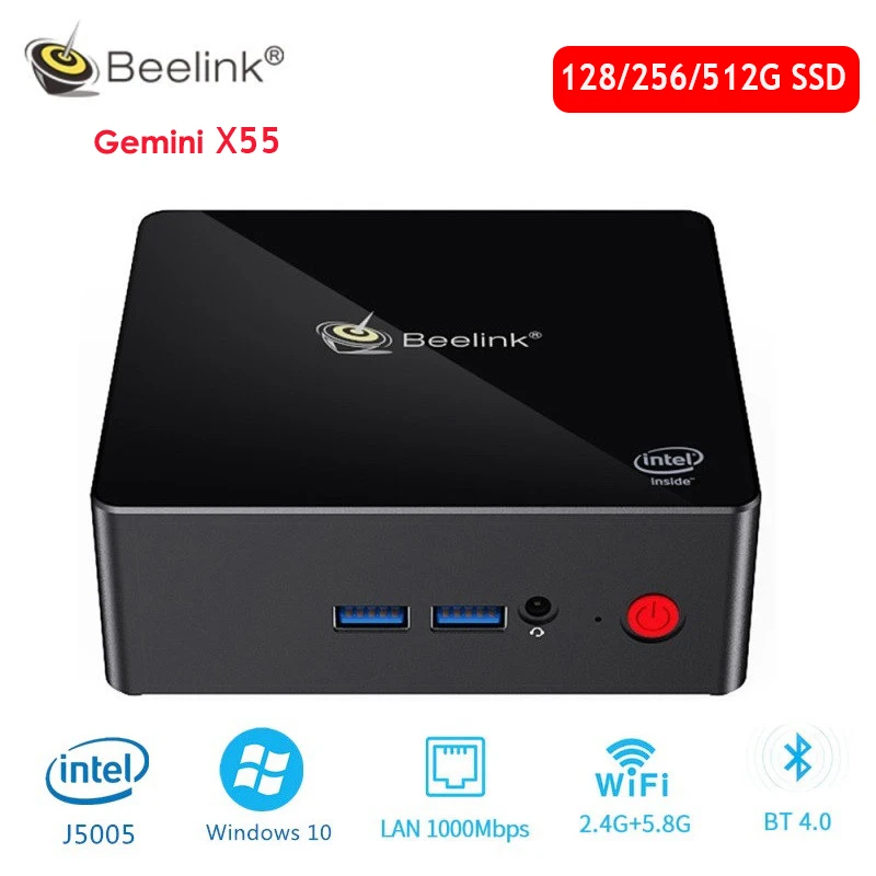 Beelink Gemini X55 Мини ПК Intel GEMINI LAKE Pentium J5005 8 Гб LPDDR4 128 ГБ/256 ГБ/512 ГБ SSD 2 4G + 5G WiFi 1000 Мбит/с USB3.0