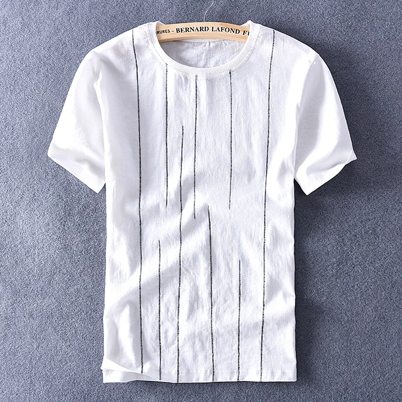 2020 Summer new men's striped linen t-shirt short-sleeved round neck t shirt for men fashion slim t shirts male chemise camisa
2020 Summer new men's striped linen t-shirt short-sleeved round neck t shirt for men fashion slim t shirts male chemise camisa
