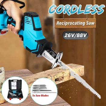 Drillpro 26V/88V 13000mAh Cordless Reciprocating Saw +5 Saw blades Metal Cutting Wood Tool Portable Woodworking Cutters
Drillpro 26V/88V 13000mAh Cordless Reciprocating Saw +5 Saw blades Metal Cutting Wood Tool Portable Woodworking Cutters