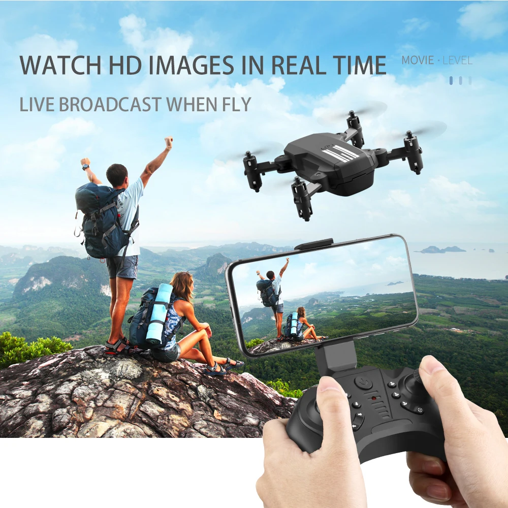 XKJ 2020 New Mini Drone 4K 1080P HD Camera WiFi Fpv Air Pressure Altitude Hold Black And Gray Foldable Quadcopter RC Drone Toy