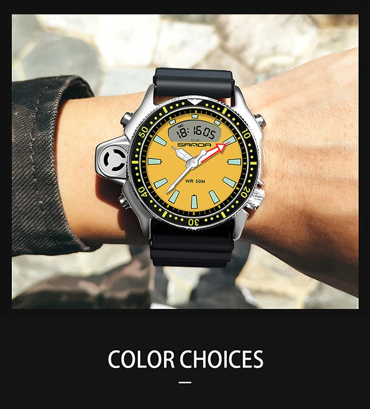 SANDA Fashion Sport Men LED Digital Watches Dual Display Quartz Wristwatch Outdoor Waterproof Military Wristwatches Mens Clock SANDA Fashion Sport Men LED Digital Watches Dual Display Quartz Wristwatch Outdoor Waterproof Military Wristwatches Mens Clock