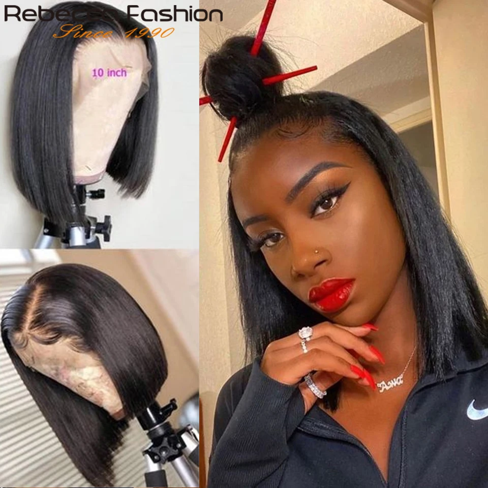 Парики Rebecca Lace Front Bob прямые парики из человеческих волос Remy для женщин