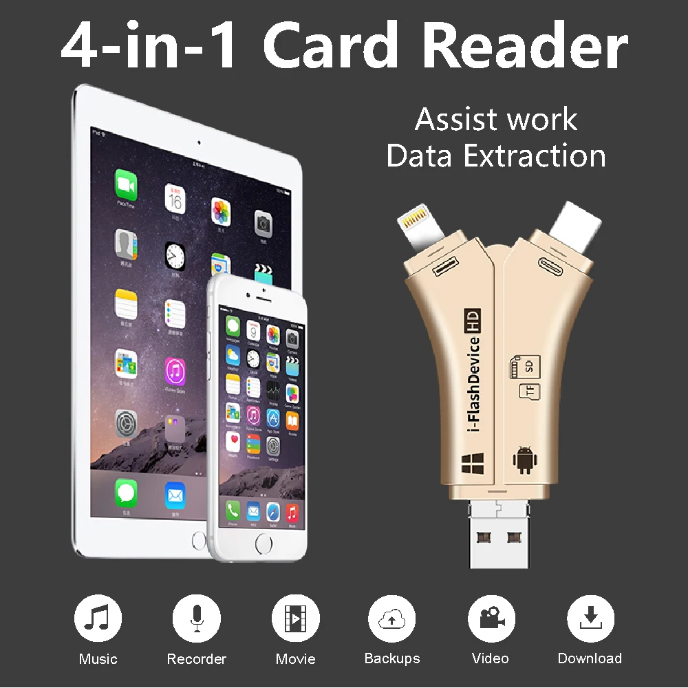 NEW 4 in 1 i Flash Drive USB Micro SD&TF Card Reader Adapter for iPhone XS max/ XS /X/7 8 PLUS for iPad Touch MAC PC
NEW 4 in 1 i Flash Drive USB Micro SD&TF Card Reader Adapter for iPhone XS max/ XS /X/7 8 PLUS for iPad Touch MAC PC