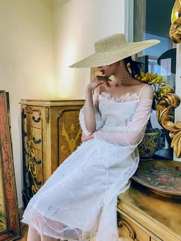 Spring Summer Dress Women Elegant Slim Sexy Slash Neck Embroidery Sequins White Mesh Dress Casual Boho Bohemian Midi Dress party
Spring Summer Dress Women Elegant Slim Sexy Slash Neck Embroidery Sequins White Mesh Dress Casual Boho Bohemian Midi Dress party