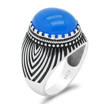 Mens Ring with Nature Royol Blue Agate Stone 925 Sterling Silver Mysterious Geometry Pattern Male Ring Turkish Silver Jewelry 
Mens Ring with Nature Royol Blue Agate Stone 925 Sterling Silver Mysterious Geometry Pattern Male Ring Turkish Silver Jewelry