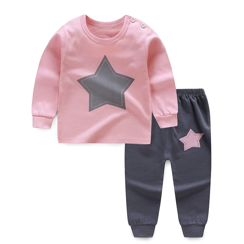 Spring Autumn Baby Girls Boys Clothes Cartoon Print Sleepwear Sets Kids Long Sleeve Blouse Tops+Pants Pajamas 0-6Y | Детская одежда и