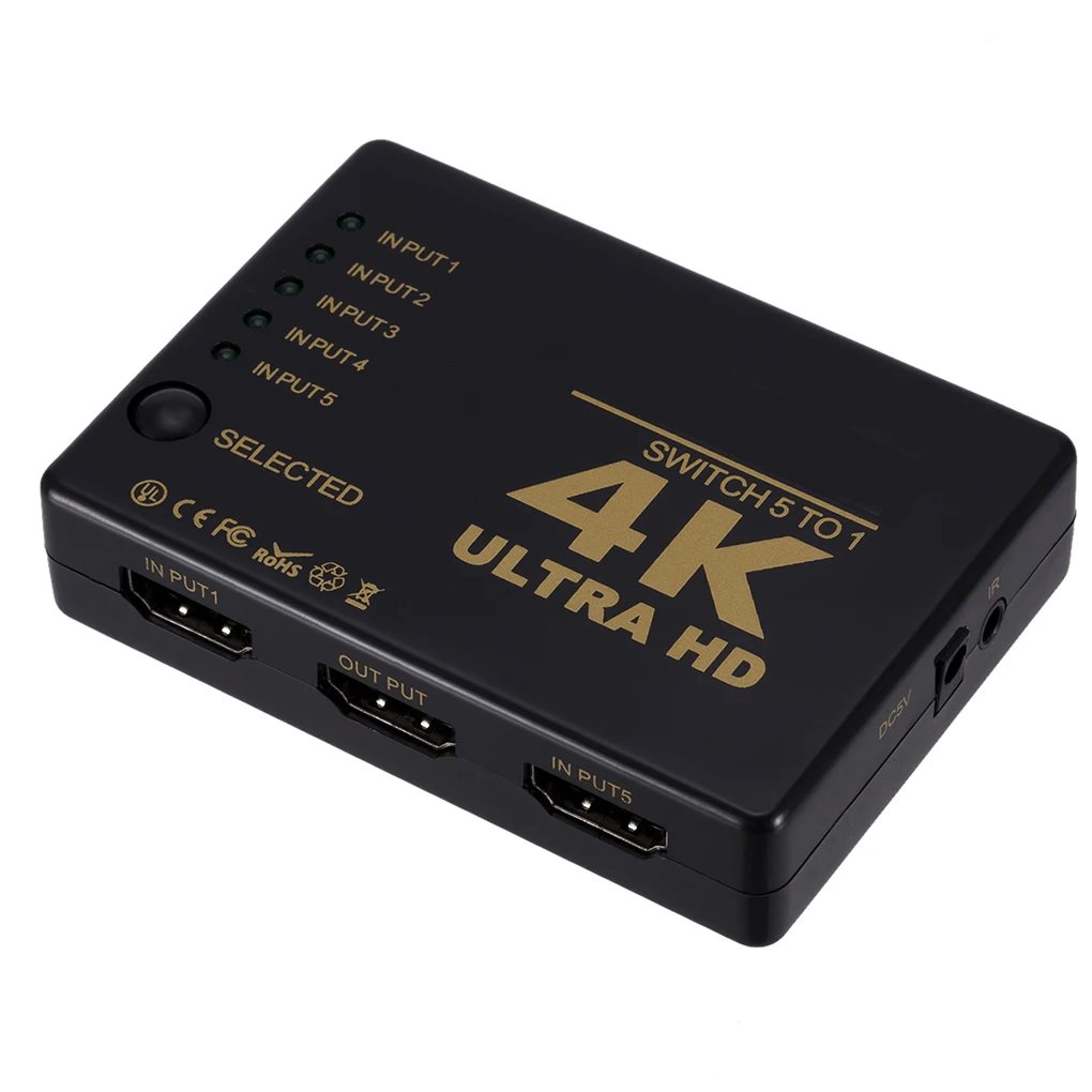 new Remote Control Video Selector HD 5 To 1 Switch Box Video Signal Switcher 4K Resolution Supported
new Remote Control Video Selector HD 5 To 1 Switch Box Video Signal Switcher 4K Resolution Supported
