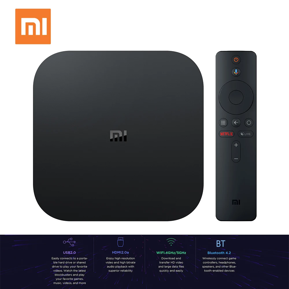 

Xiaomi Mi Box S Smart TV with 4K HDR Android 8.1 TV Streaming Media Player Cortex-A53 Quad Core 64 bit 2GB RAM 8GB ROM HDMI2.0