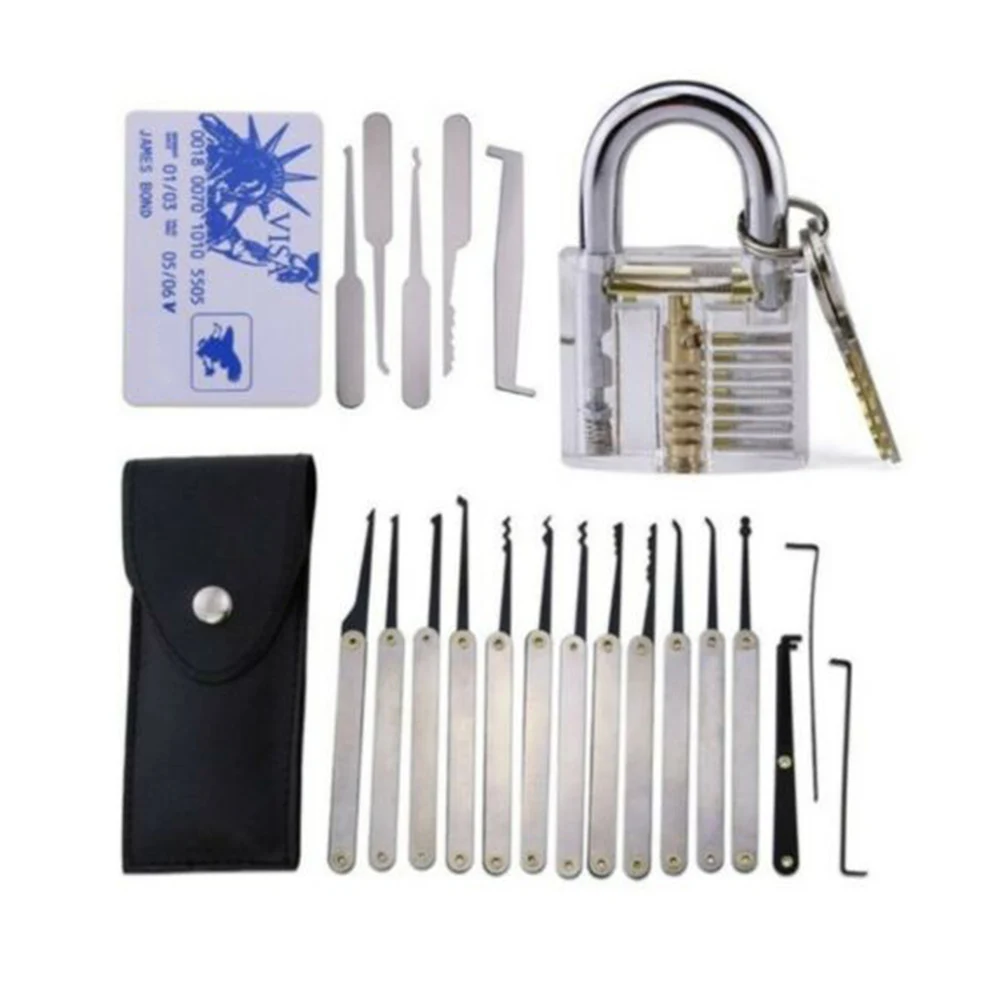 Fifteen-piece set plus five-piece set plus transparent lock unlock combination with practice lock set hand tool
Fifteen-piece set plus five-piece set plus transparent lock unlock combination with practice lock set hand tool