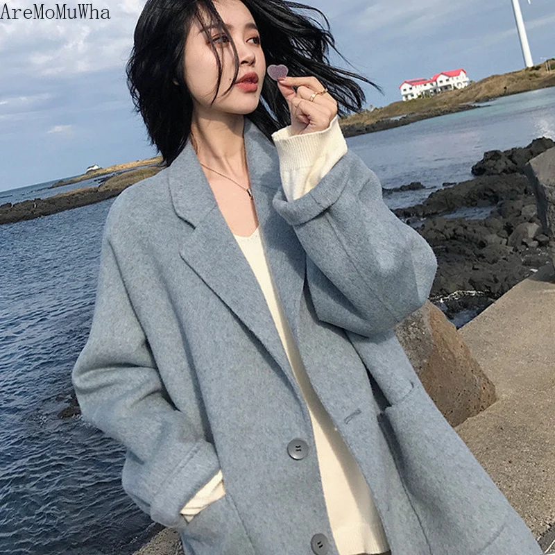 Фото AreMoMuWha 2019 новое зимнее японское пальто женское шерстяное короткое студенческое