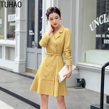 2020 spring Winter Runway Woman Suit Dress Pleated Elegant Women's Windbreaker Style Waist Lady Dresses Office Lady WM17
2020 spring Winter Runway Woman Suit Dress Pleated Elegant Women's Windbreaker Style Waist Lady Dresses Office Lady WM17