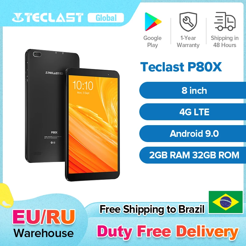 Планшет Teclast P80X 8 дюймов 2G LTE Восьмиядерный процессор SC9863A Android 9 0 1280x80 IPS ОЗУ 2 Гб ПЗУ