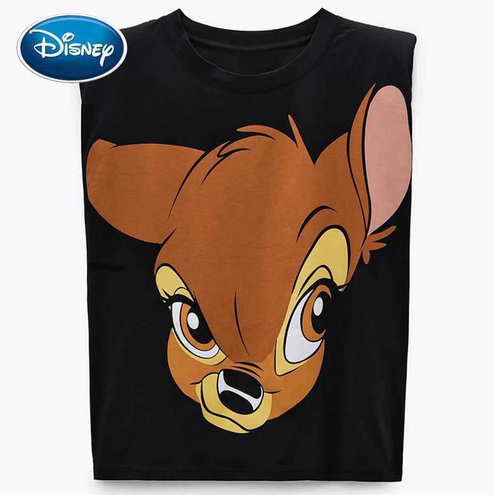 Женская Винтажная футболка Disney на плечо без рукавов с рисунком оленя Бэмби
