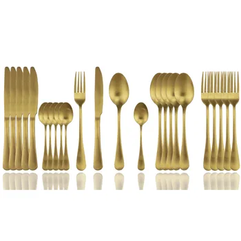 24Pcs Dinnerware Set Matte Golden Flatware Set Cutlery Set Kitchen Silverware Set Steak Tableware For Party Spoon Fork Knife
24Pcs Dinnerware Set Matte Golden Flatware Set Cutlery Set Kitchen Silverware Set Steak Tableware For Party Spoon Fork Knife