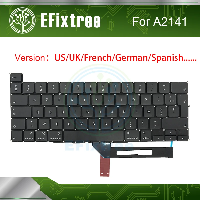 

Full New A2141 Keyboard EU UK US English FR French Spanish German Italian Danish Euro For MacBook Pro Retina 16" A2141 2019 Year