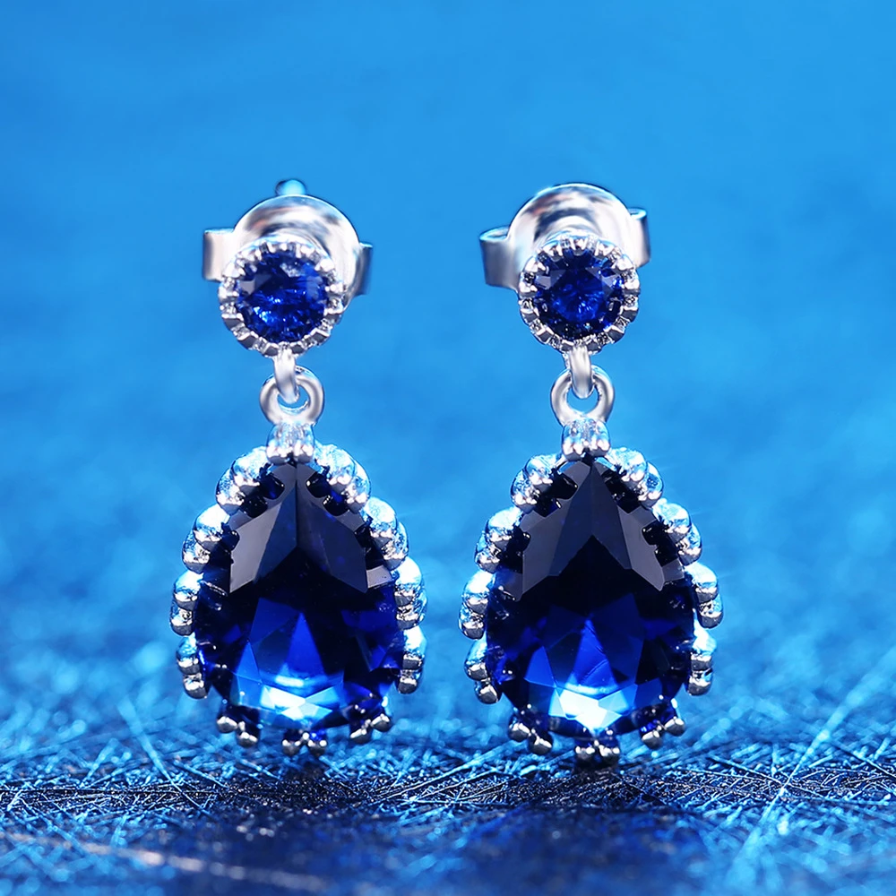 Фото Loredana Fashion Jewelry Dreamy Series Earrings For Women.Romantic Gift Blue Water Drop Zircon Claw Set Wedding Earring. | Украшения и