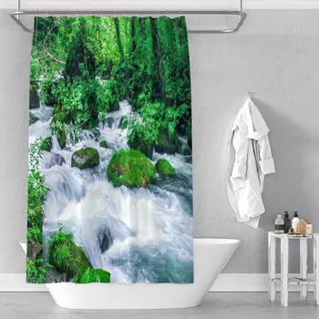 Green leaf stream water stream polyester printing waterproof shower curtain bathroom partition curtain factory direct sales
Green leaf stream water stream polyester printing waterproof shower curtain bathroom partition curtain factory direct sales