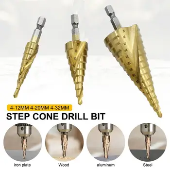 Step Cone Step Drill Bit Kit Hole Cutter Tool Hex Shank Coated Metal Drill Bit Set with Storage Bag 4-12/4-20/4-32mm
Step Cone Step Drill Bit Kit Hole Cutter Tool Hex Shank Coated Metal Drill Bit Set with Storage Bag 4-12/4-20/4-32mm