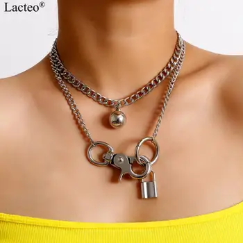 Lacteo Exaggerated Big Button Collar Pendant Necklace for Women Punk Lock Chunky Chain Choker Necklaces Female Jewelry
Lacteo Exaggerated Big Button Collar Pendant Necklace for Women Punk Lock Chunky Chain Choker Necklaces Female Jewelry
