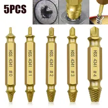 HSS 4341 5Pcs Gold Screw Extractor Set Drill Bits Easy Out Guide Broken Damag Screws Bolt Remover
HSS 4341 5Pcs Gold Screw Extractor Set Drill Bits Easy Out Guide Broken Damag Screws Bolt Remover