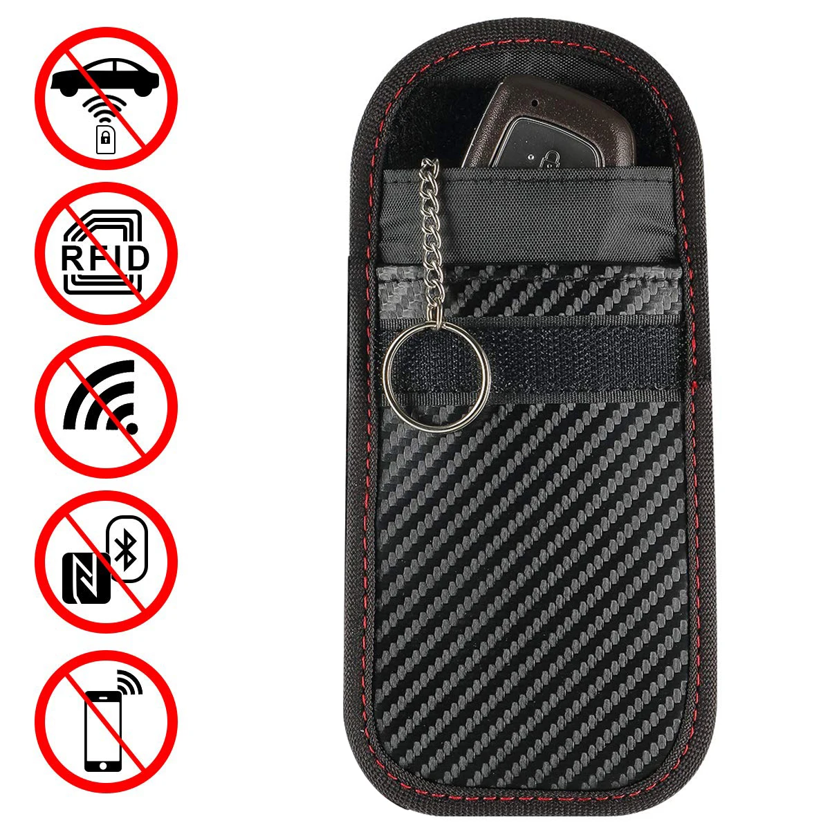 Signal Blocker Car Key Case Faraday Cage Keyless Entry Fob Pouch RFID Blocking Bag Cases With Key Chain Ring Double Layer Design
Signal Blocker Car Key Case Faraday Cage Keyless Entry Fob Pouch RFID Blocking Bag Cases With Key Chain Ring Double Layer Design