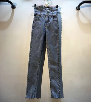 Spring Summer New Slim Skinny Jeans Trousers Female Beads Diamond High-waisted Slim Fit Capri Jeans Womens Cowboy Pencil Pants 
Spring Summer New Slim Skinny Jeans Trousers Female Beads Diamond High-waisted Slim Fit Capri Jeans Womens Cowboy Pencil Pants