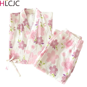 2020 Loose Sakura Print Pajamas Set Japanese Kimonos Pijama Mujer Woman Pyjama Femme Summer Cotton Gauze Lovely Home Serve Suit
2020 Loose Sakura Print Pajamas Set Japanese Kimonos Pijama Mujer Woman Pyjama Femme Summer Cotton Gauze Lovely Home Serve Suit