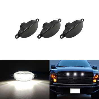 3x Smoked Amber/ White Front Grille Led Running Marker Lights For Ford F-150 SVT Raptor 2010-2014 
3x Smoked Amber/ White Front Grille Led Running Marker Lights For Ford F-150 SVT Raptor 2010-2014