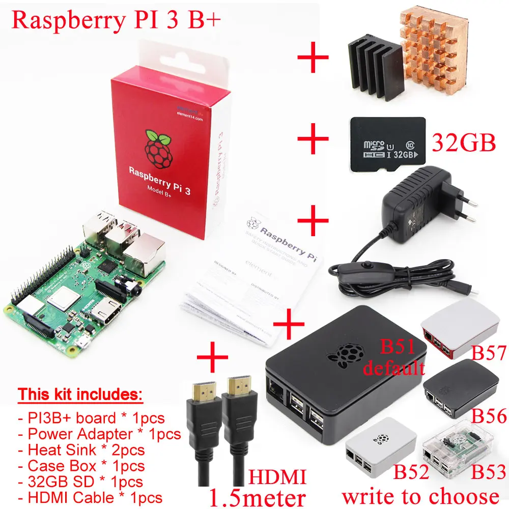 Raspberry Pi 3 Model B + плата радиатор адаптер питания переменного тока 1 ГБ LPDDR2