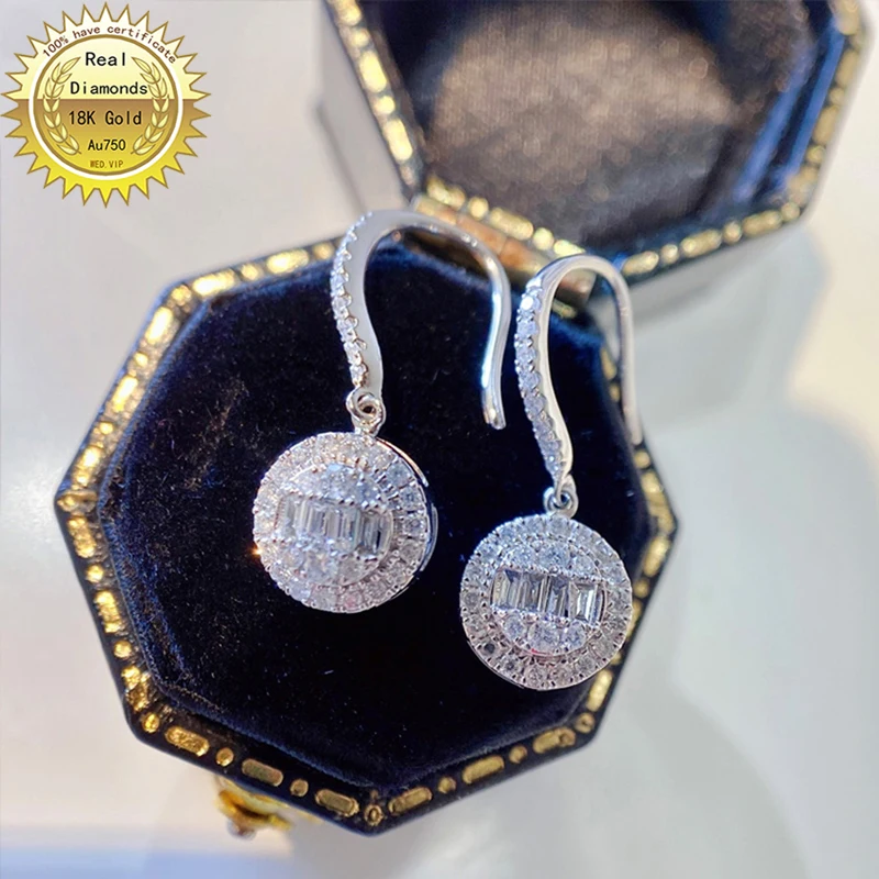 Серьги из белого золота 100% пробы, Au750, 18 карат, с натуральным бриллиантом 0.4ct, ювелирные украшения D-006
Серьги из белого золота 100% пробы, Au750, 18 карат, с натуральным бриллиантом 0.4ct, ювелирные украшения D-006