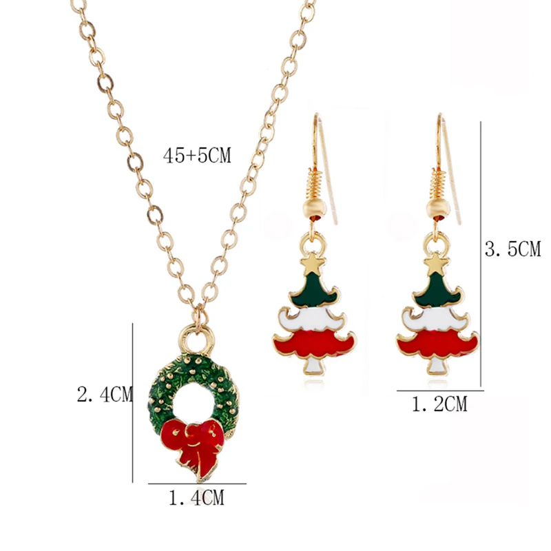 snowflake christmas tree santa stud earrings necklace bracelet