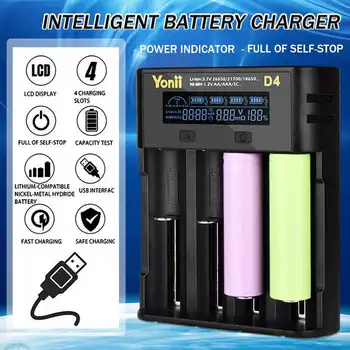 LCD Display USB 18650 Battery Charger Black 4 Slots AC 110V 220V Dual for 18650 Charging 3.7V Rechargeable Lithium Battery
LCD Display USB 18650 Battery Charger Black 4 Slots AC 110V 220V Dual for 18650 Charging 3.7V Rechargeable Lithium Battery