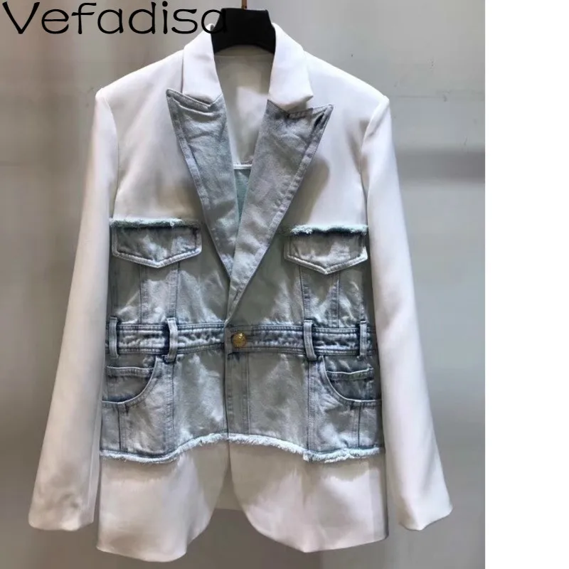 Vefadisa Autumn Solid Denim Patchwork Coat Single Button Suit Loose Woman Long Sleeve Turn-down Collar Coat 2019 QYF462
Vefadisa Autumn Solid Denim Patchwork Coat Single Button Suit Loose Woman Long Sleeve Turn-down Collar Coat 2019 QYF462