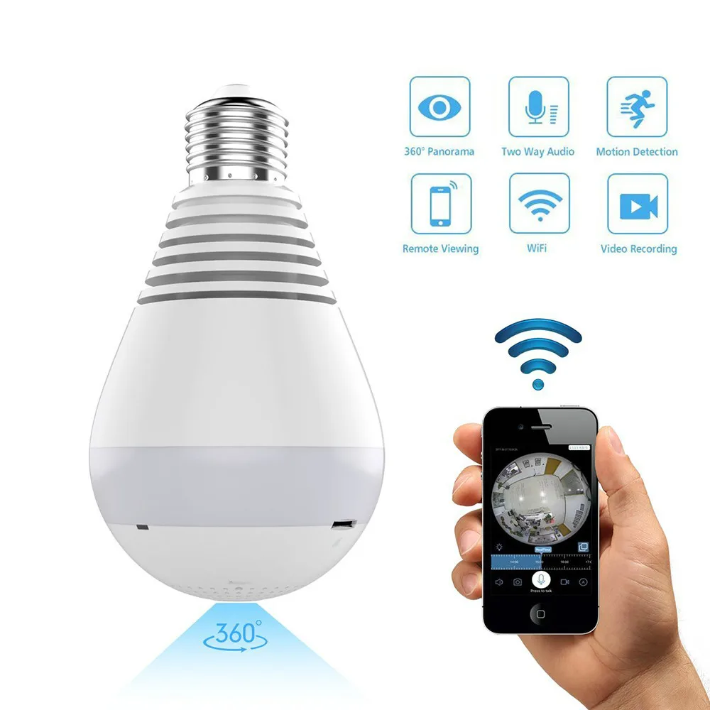 Wifi IP Camera 1080P Bulb Light 360 Degree Wi-fi Fish-eye CCTV Camera 2.0MP Home Security WiFi Camera Panoramic Camera
Wifi IP Camera 1080P Bulb Light 360 Degree Wi-fi Fish-eye CCTV Camera 2.0MP Home Security WiFi Camera Panoramic Camera