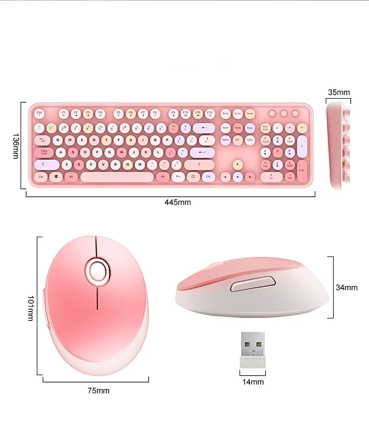 Mofii Милая портативная беспроводная клавиатура и мышь смешанных цветов 2 4 ГГц