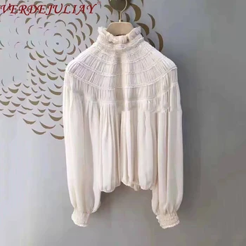VERDEJULIAY Elegant Ruffled Collar Office Lady Ivory Chiffon Blouse Luxury Draped Process Elastic Chest Loose style Shirt Women
VERDEJULIAY Elegant Ruffled Collar Office Lady Ivory Chiffon Blouse Luxury Draped Process Elastic Chest Loose style Shirt Women