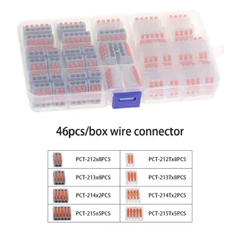 46Pcs Fast Wire Connector Mixed Boxed PCT-212/213/214/215 Compact Wiring Connector Conductor Terminal Block Kit
46Pcs Fast Wire Connector Mixed Boxed PCT-212/213/214/215 Compact Wiring Connector Conductor Terminal Block Kit