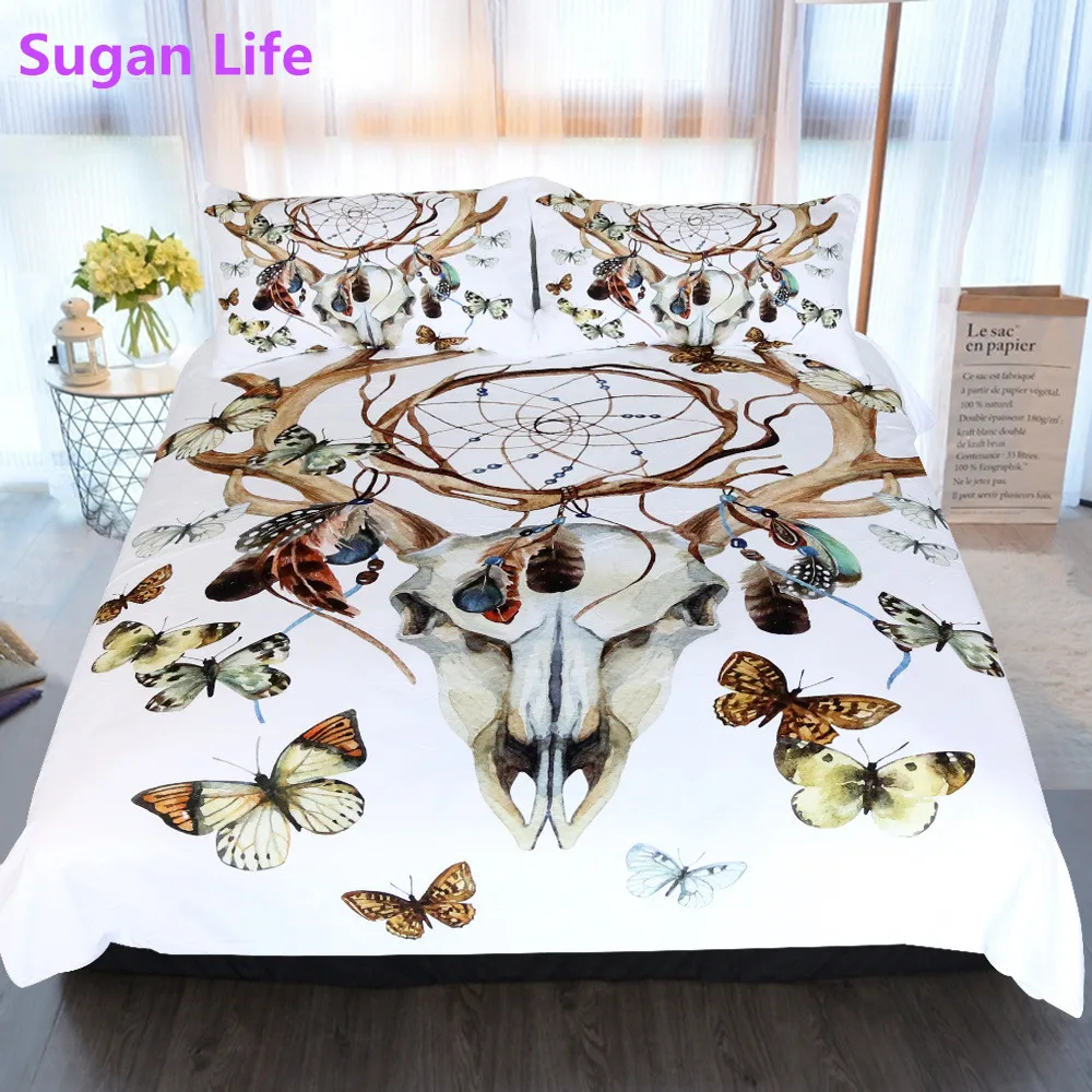 3d skull Sheep Head dream catcher Print duvet Cover set with pillowcase Bedding set queen size butterfly Quilt Cover bedline
3d skull Sheep Head dream catcher Print duvet Cover set with pillowcase Bedding set queen size butterfly Quilt Cover bedline
