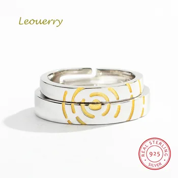 

Leouerry 925 Sterling Silver Original Ripple Texture Opening Ring Creative Design Couple Rings for Women Silver 925 Jewelry