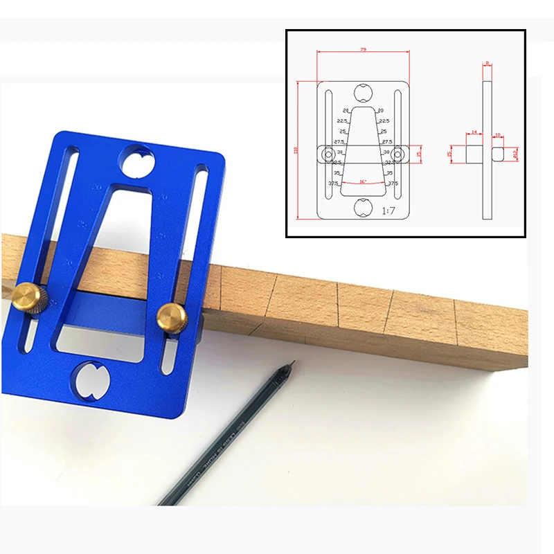 Dovetail Marker Aluminum Alloy Woodworking Dovetail Gauge Guide Drawing Line Dovetail Ruler Carpentry Tools Template Size 1:7
Dovetail Marker Aluminum Alloy Woodworking Dovetail Gauge Guide Drawing Line Dovetail Ruler Carpentry Tools Template Size 1:7