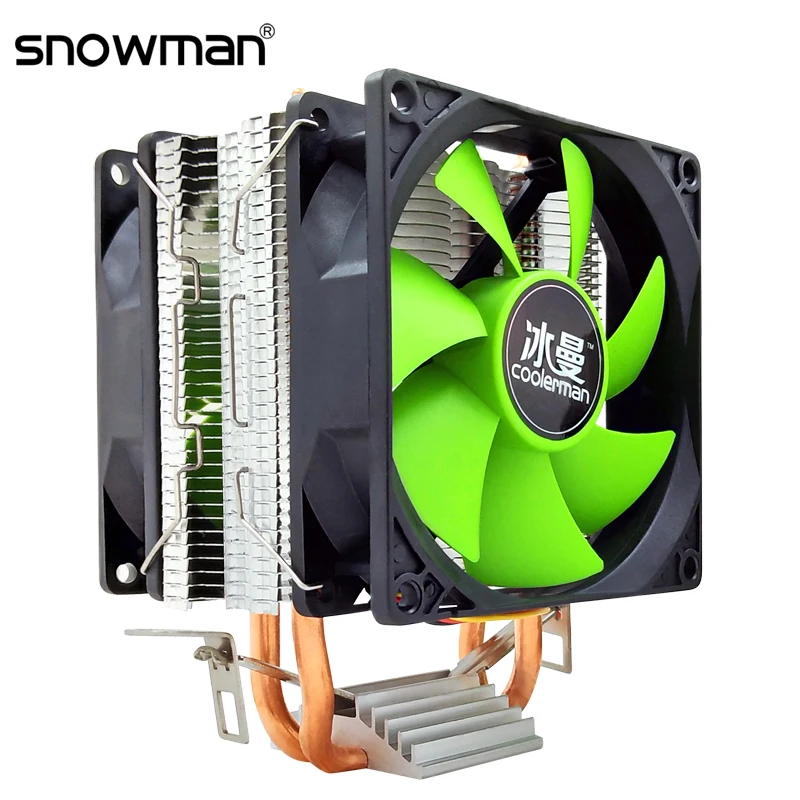 Кулер для процессора SNOWMAN 2 тепловые трубки 4 контакта ШИМ 90 мм Intel LGA 775 1150 1151 1155 1366