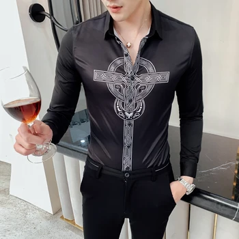 2019 Autumn Flower Shirt Cross Printing Camisa Manga Longa Masculina Shirt Men DJ Singer Camisa Homem Prom Camisa Masculina
2019 Autumn Flower Shirt Cross Printing Camisa Manga Longa Masculina Shirt Men DJ Singer Camisa Homem Prom Camisa Masculina