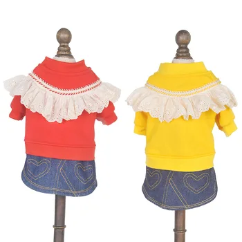 Girl Dress For Dog Clothes Autumn Spring Sweater Hoodie With Lace Jeans Dress High Quality Autumn Denim Dress Clothing Plus Size 
Girl Dress For Dog Clothes Autumn Spring Sweater Hoodie With Lace Jeans Dress High Quality Autumn Denim Dress Clothing Plus Size