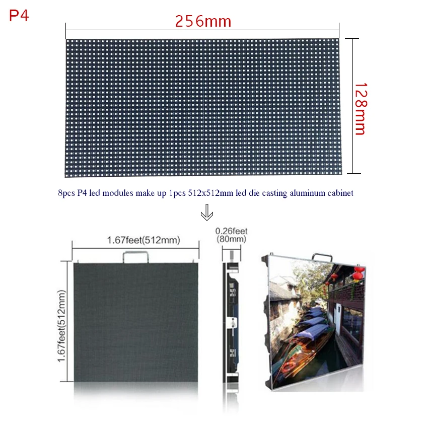High brightness HD led display P4 SMD seamless splice led module 64x32dots 256*128mm for outdoor full color advertising
High brightness HD led display P4 SMD seamless splice led module 64x32dots 256*128mm for outdoor full color advertising