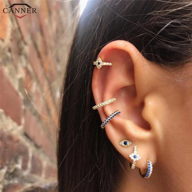 CANNER Punk Small Hoop Earrings for Women 925 Sterling Silver Circle Earrings 2019 Evil Eye Earings Gold Color Jewelry Gifts H40
CANNER Punk Small Hoop Earrings for Women 925 Sterling Silver Circle Earrings 2019 Evil Eye Earings Gold Color Jewelry Gifts H40