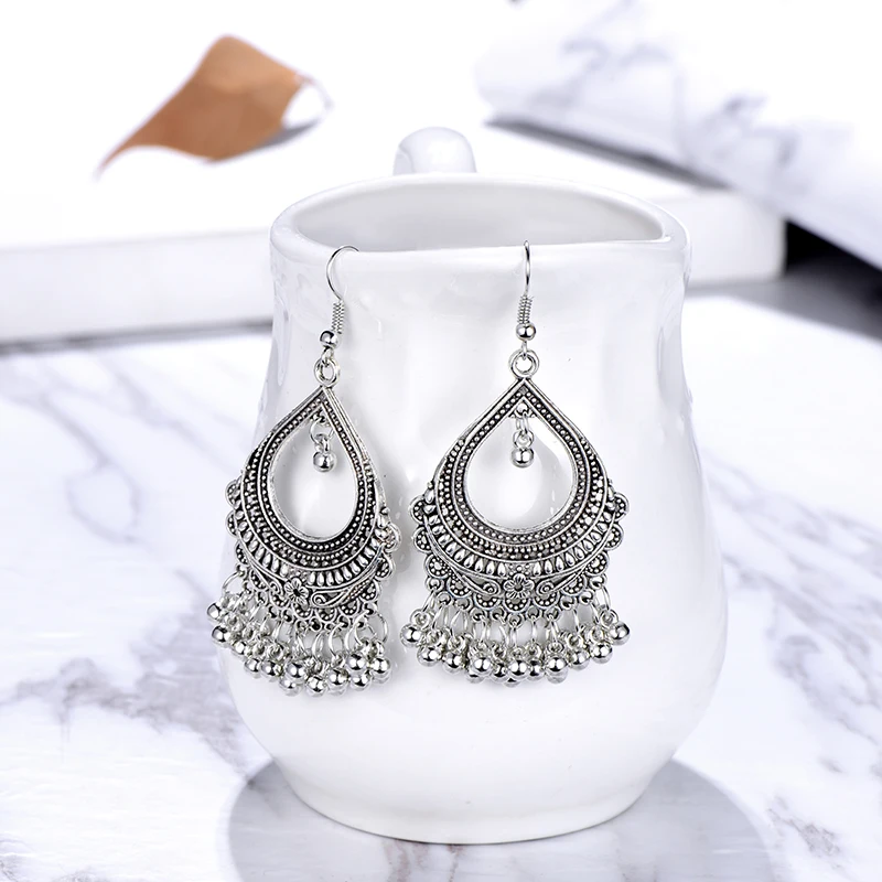 Vintage Drop Dangle Earrings for Women Fashion Jewelry boucle d’oreille Handmade Beads Hollow Ethnic Indian Earrings Brincos