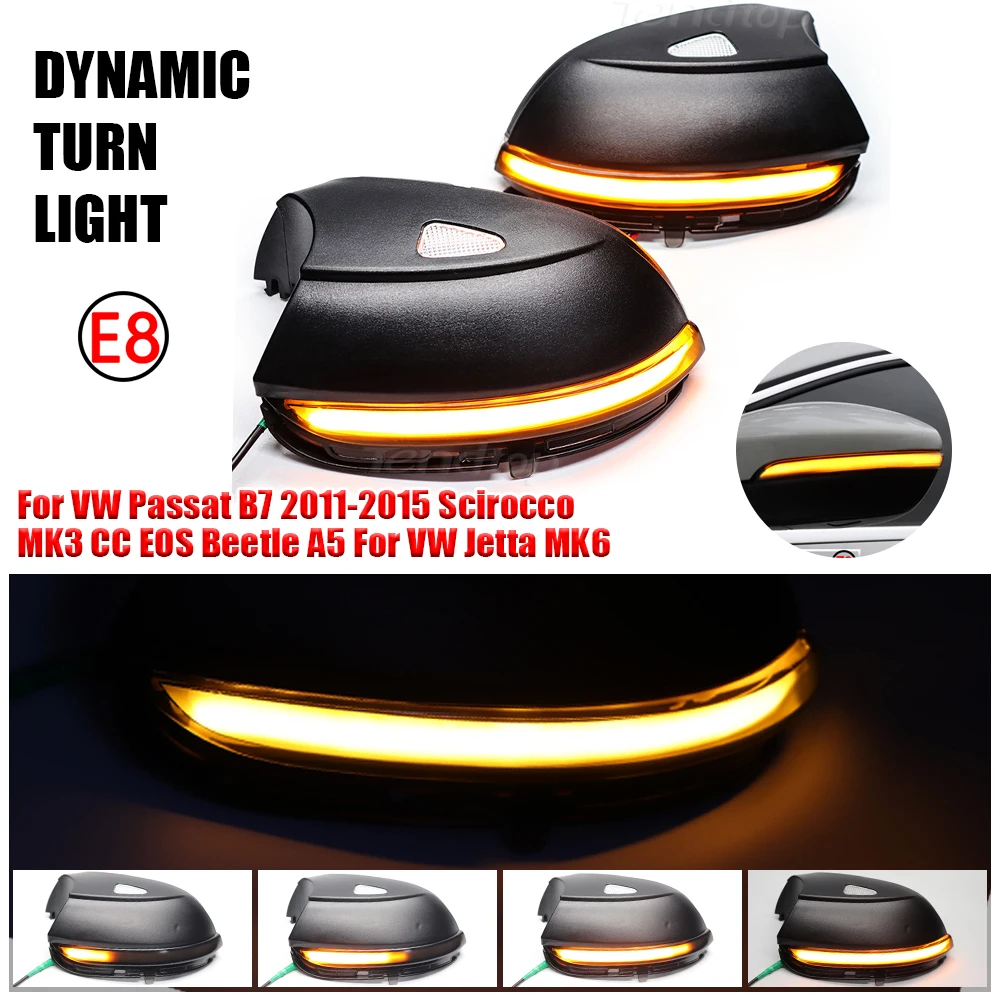 

For VW Passat B7 Jetta Scirocco CC EOS Beetle LED Dynamic Turn Signal Blinker Sequential Repeater Side Mirror Indicator Light