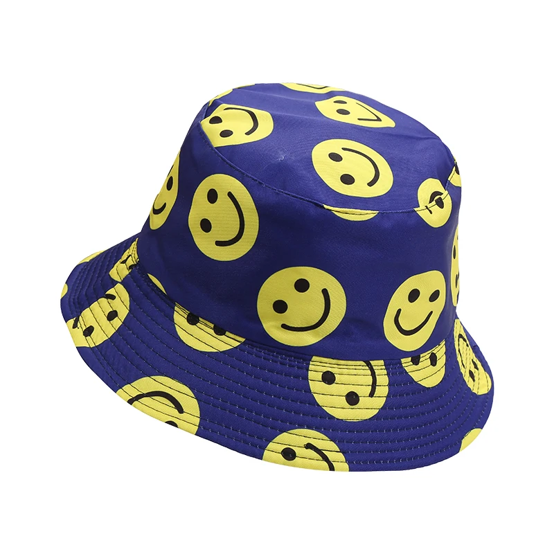 Fashion SMILE Bucket Hat Double Sided Bucket Hat Smiling Face