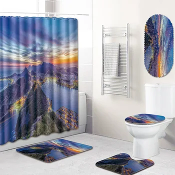 Beautiful Bathroom Waterproof Shower Curtain Floor Mat Toilet Cover Foot Mat Bathtub Mat Five-Piece Set
Beautiful Bathroom Waterproof Shower Curtain Floor Mat Toilet Cover Foot Mat Bathtub Mat Five-Piece Set