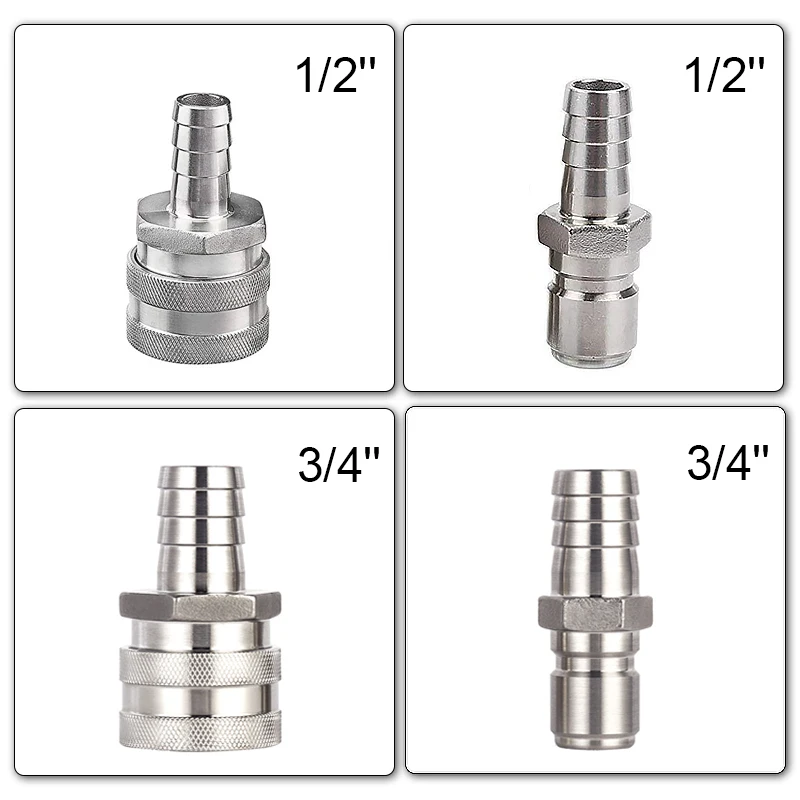 1/2'',3/4'' Homebrew Fitting, Male Hose Barb Quick Disconnect Connector,Stainless Steel Leak Free Seal Moonshine Quick Fittings
1/2'',3/4'' Homebrew Fitting, Male Hose Barb Quick Disconnect Connector,Stainless Steel Leak Free Seal Moonshine Quick Fittings